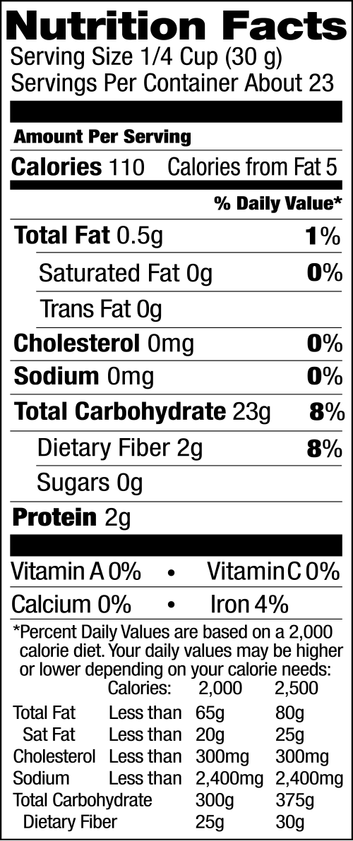 Gluten Free All-Purpose Flour Nutritional Facts