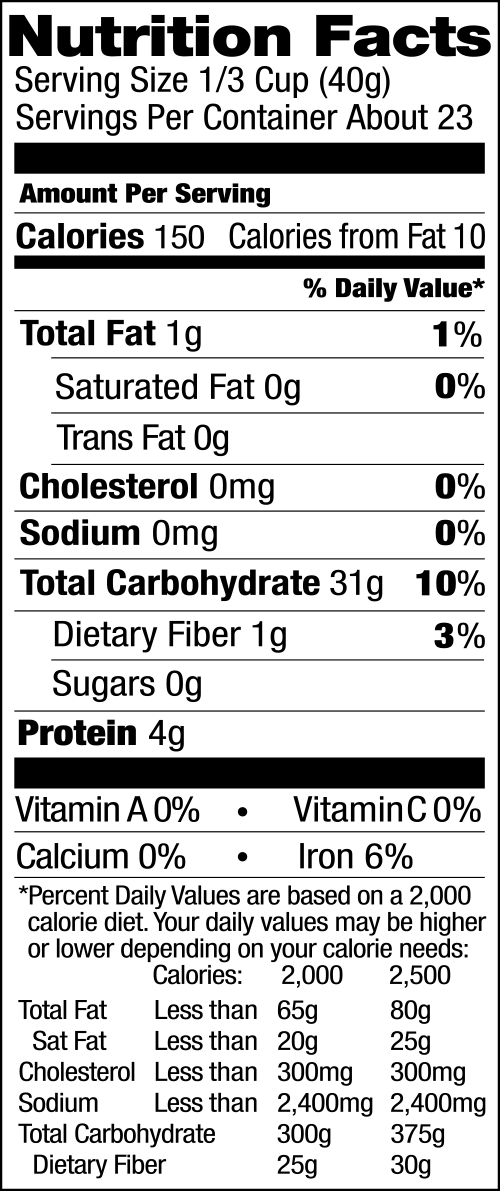 Gluten Free Organic Pearled Sorghum Grain Nutrition Facts