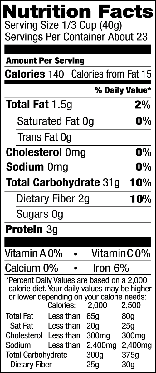 Gluten Free Organic White Whole Sorghum Grain Nutrition Facts