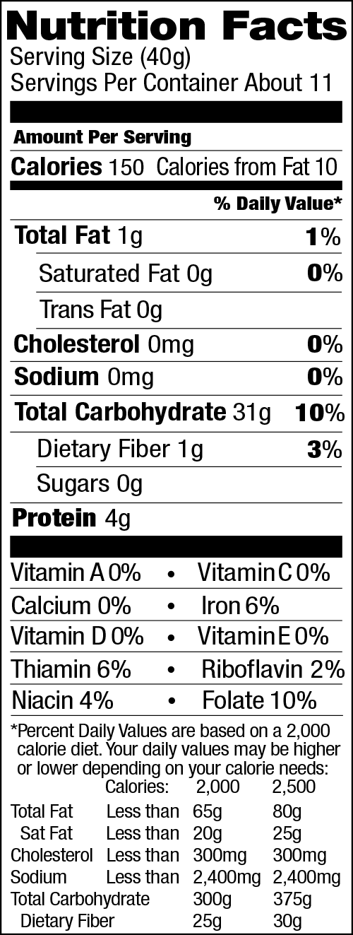 Gluten Free Pearled Sorghum Grain Nutrition Facts